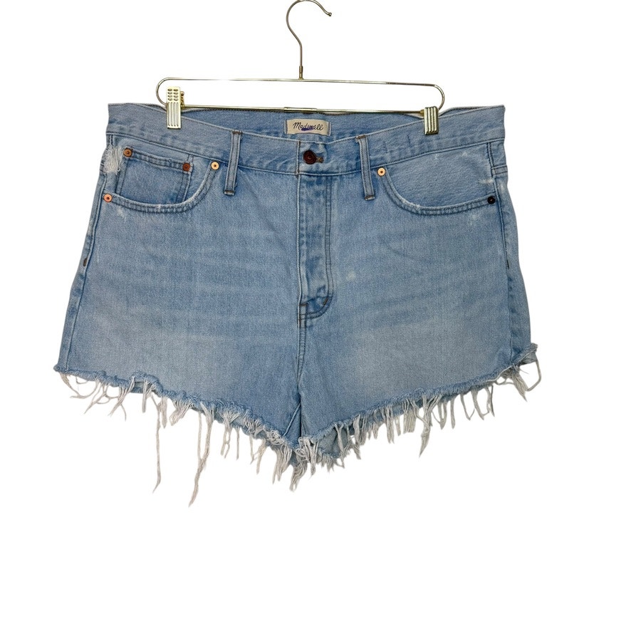 Madewell Relaxed Denim Short High Rise Button Fly Light Blue Wash Women 32